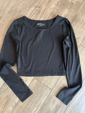 UFC Black Long Sleeve Crop Performance Top